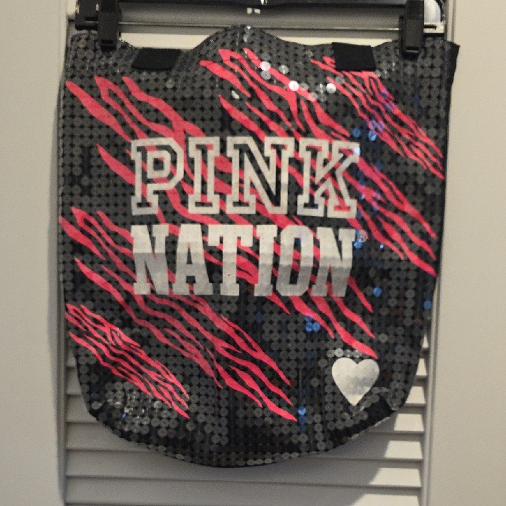 PINK Victoria's Secret Black and Pink Sequin Tote